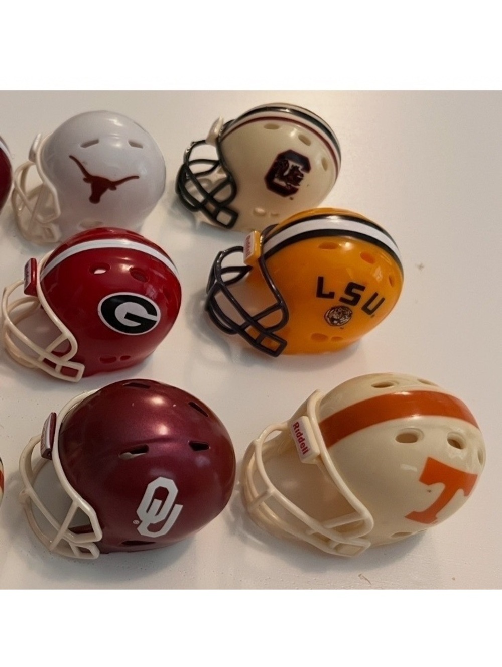 Set of 6 College Football Riddell Mini Helmets SEC - GA, TX, LSU, OK, SC, Tenn